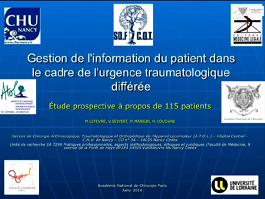 Gestion de l'information du patient dans le cadre de l'urgence traumatologique différée Gestion de l'information du patient dans le cadre de l'urgence traumatologique différée