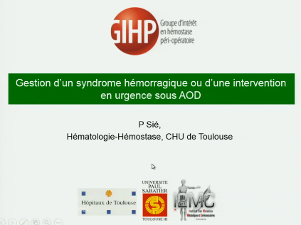 Gestion du syndrome hemorragique ou d'une intervention en urgence
