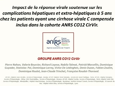 Impact de la réponse virale soutenue sur les complications hépatiques et extra-hépatiques à 5 ans chez les patients ayant une cirrhose virale C compensée inclus dans la cohorte ANRS CO12 CirVir
