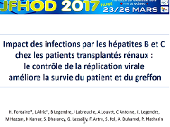 CO013 - Impact des infections par les hépatites B et C chez les patients transplantés rénaux : le contrôle de la réplication virale améliore la survie du patient et du greffon