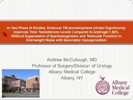 Dans deux études de phase III, EndroxalTM (enclomiphene citrate) améliore significativement les niveaux de testostérone comparé à Androgel 1,62%