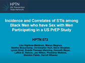 Incidence and correlates of STIs among Black men who have sex with men participating in a US PrEP study Incidence and correlates of STIs among Black men who have sex with men participating in a US PrEP study