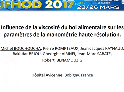 Influence de la viscosité du bol alimentaire sur les paramètres de la manométrie haute résolution Influence de la viscosité du bol alimentaire sur les paramètres de la manométrie haute résolution