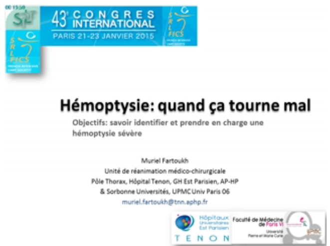 Insuffisance respiratoire aiguë quelques grands pièges à éviter - Hémoptysie quand ça tourne mal - 2015