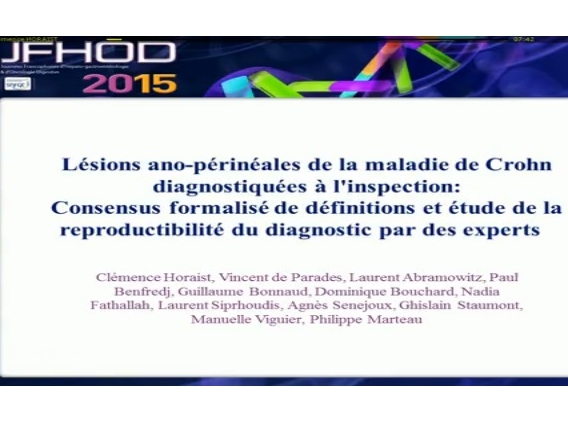 Lésions ano-périnéales de la maladie de Crohn diagnostiquées à l'inspection : consensus formalisé de définitions et étude de la reproductibilité du diagnostic par des experts