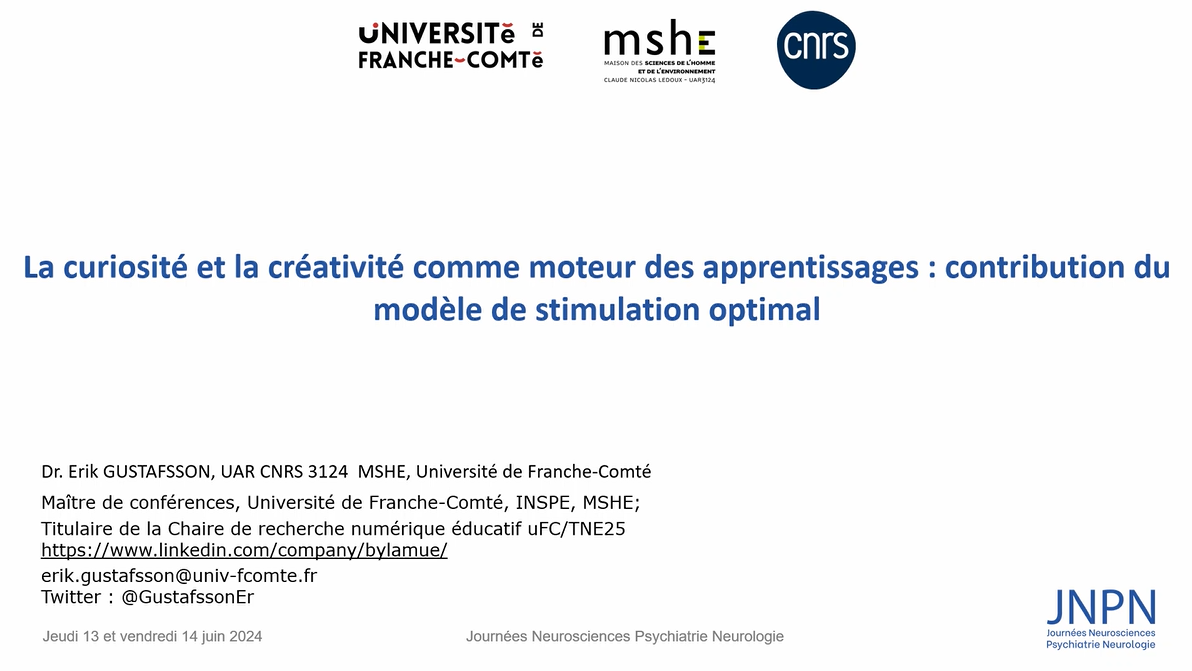 La curiosité et la créativité comme moteur des apprentissages : contibution du modèle de stimulation optimal La curiosité et la créativité comme moteur des apprentissages : contibution du modèle de stimulation optimal