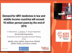 La demande de médicaments ARV dans les LMIC (pays à revenu bas ou moyen) va dépasser les 16 millions de personnes par an d'ici la fin de 2016
