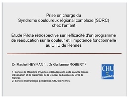 La prise en charge du SDRC type 1 pédiatrique : évaluation d’un protocole de rééducation au CHU de Rennes