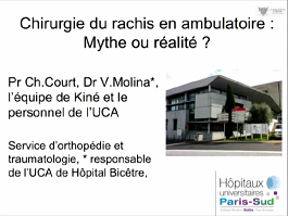 L'ambulatoire en chirurgie du rachis. L'ambulatoire en chirurgie du rachis.