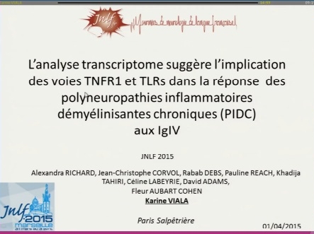 L'analyse transcriptome suggère l'implication des voies TNFR1 et TLRs dans la réponse des polyneuropathies démyélinisantes inflammatoires chroniques aux IgIV
