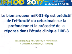 Le biomarqueur miR-31-3p est prédictif de l'efficacité du cetuximab sur la profondeur et la précocité de la réponse dans l'étude clinique FIRE-3