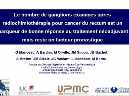 Le nombre de ganglions examinés après radiochimiothérapie pour cancer du rectum est un marqueur de bonne réponse au traitement néoadjuvant mais reste un facteur pronostique