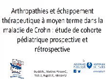 Lien entre arthropathies et échappement thérapeutique à moyen terme dans la maladie de Crohn : étude de cohorte pédiatrique prospective et rétrospective