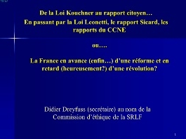 Limitation et arrêt des thérapeutiques - De la loi Leonetti au rapport Sicard