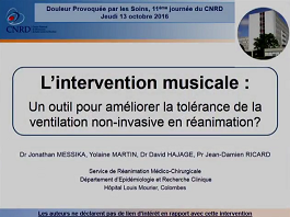 L'intervention musicale lors de la ventilation non invasive en réanimation