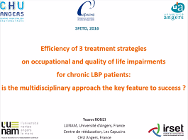 Lombalgie chronique et travail : l'étude PLURICLEF Lombalgie chronique et travail : l'étude PLURICLEF