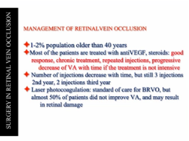 Œdème maculaire dans les occlusions veineuses rétiniennes - Les traitements alternatifs : Dérivation Laser, RON, Goniotomie Œdème maculaire dans les occlusions veineuses rétiniennes - Les traitements alternatifs : Dérivation Laser, RON, Goniotomie