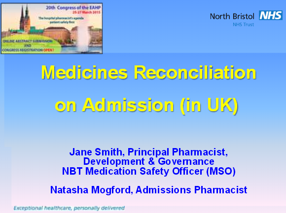 Medication reconciliation on admission