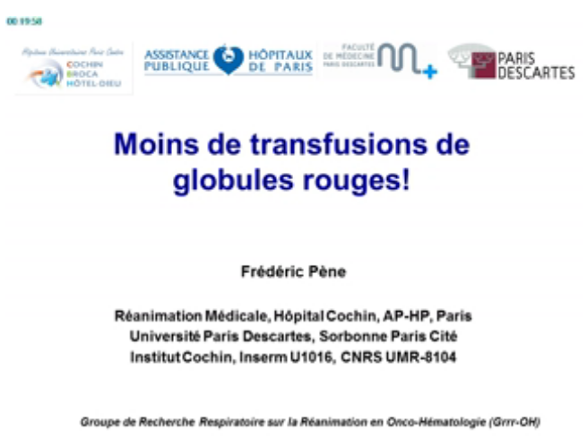 Moins c'est mieux - Moins de transfusion - 2015