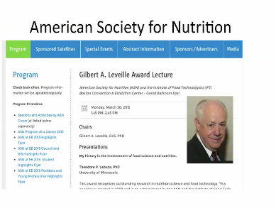 My history in the involvement of food science and nutrition My history in the involvement of food science and nutrition