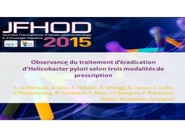 Observance du traitement d’éradication d’Helicobacter pylori selon trois modalités de prescription Observance du traitement d’éradication d’Helicobacter pylori selon trois modalités de prescription