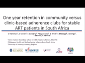 One year retention in community versus clinic-based adherence clubs for stable ART patients in South Africa: findings from a randomized controlled trial One year retention in community versus clinic-based adherence clubs for stable ART patients in South Africa: findings from a randomized controlled trial