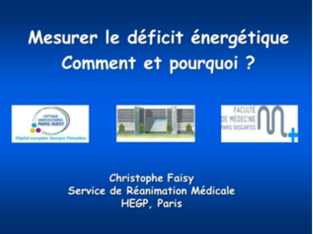 Optimisation de la nutrition - Mesurer le déficit énergétique - comment et pourquoi? 2015 Optimisation de la nutrition - Mesurer le déficit énergétique - comment et pourquoi? 2015