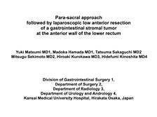 Para-sacral approach followed by laparoscopic low anterior resection of a GIST of the lower rectum Para-sacral approach followed by laparoscopic low anterior resection of a GIST of the lower rectum