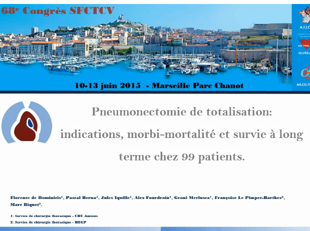 Pneumonectomie de totalisation: indications, morbi-mortalité et survie à long terme chez 99 patients Pneumonectomie de totalisation: indications, morbi-mortalité et survie à long terme chez 99 patients