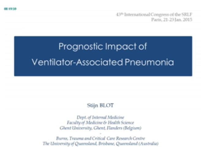 Pneumonie acquise sous ventilation mécanique - Impact pronostique - 2015