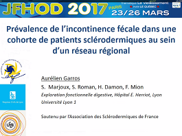 Prévalence de l'incontinence fécale dans une cohorte de patients sclérodermiques au sein d'un réseau régional