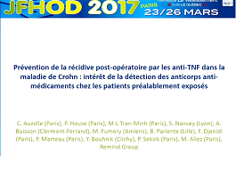 Prévention de la récidive post-opératoire par les anti-TNF_ : intérêt de la détection des AC anti-médicaments chez les patients préalablement exposés