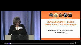 Presentation of 2016 Leonard R. Rubin AAPS Award Paper