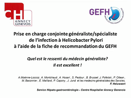 Prise en charge conjointe gastroentérologue/généraliste de l’infection à Helicobacter pylori à l’aide de la fiche de recommandations du GEFH (Groupe d’Etude Français des Helicobacter). Quel est le ressenti du médecin généraliste ? Il est excellent !