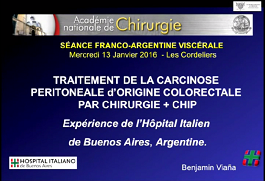 Prise en charge de la carcinose péritonéale (CP) d'origine colorectal : Notre expérience et collaboration avec la France. Service de Chirurgie Générale. Hôpital Italien de Buenos Aires.