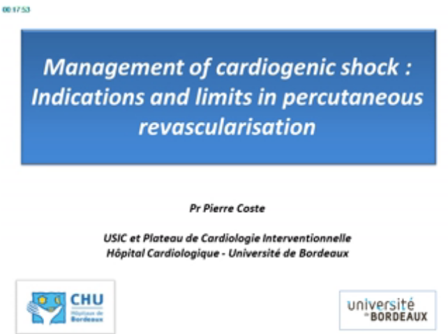 Prise en charge du choc cardiogénique - Indications et limites de la revascularisation percutanee - 2015