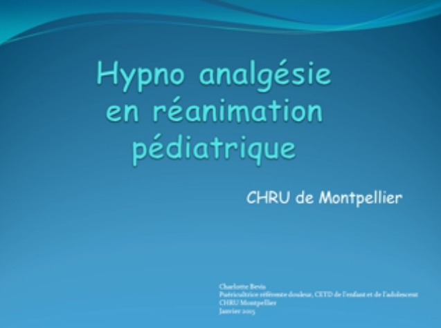 Prise en charge non médicamenteuse de la douleur -Hypno analgésie - 2015
