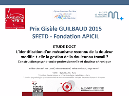 Prix de recherche SFETD-Fondation APICIL - Présentation des avancées des travaux de recherche de la lauréate 2015 Prix de recherche SFETD-Fondation APICIL - Présentation des avancées des travaux de recherche de la lauréate 2015