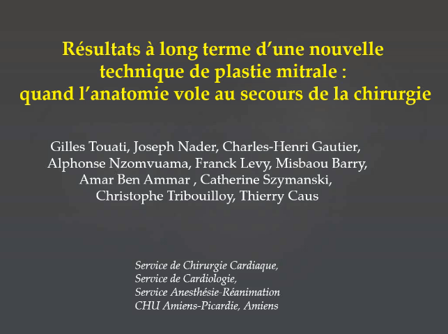 Résultats à long terme d'une nouvelle technique de plastie mitrale