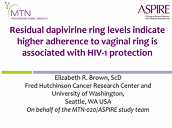 Residual dapivirine ring levels indicate higher adherence to vaginal ring is associated with HIV-1 protection Residual dapivirine ring levels indicate higher adherence to vaginal ring is associated with HIV-1 protection