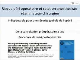 Risque péri-opératoire et relation anesthésiste-réanimateur-chirurgien : Rôle de l'anesthésiste-réanimateur en période post-opératoire