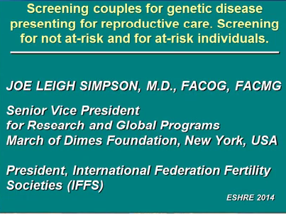 Screening couples for genetic disease presenting for reproductive care. Screening for at-risk and not at-risk individuals Screening couples for genetic disease presenting for reproductive care. Screening for at-risk and not at-risk individuals