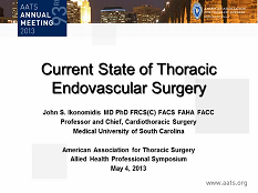 Symposium des Professions Paramédicales - Etat actuel de la chirurgie thoracique aortique endovasculaire
