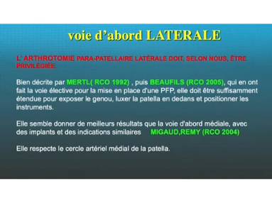 Technique chirurgicale des prothèses femoro-patellaires Technique chirurgicale des prothèses femoro-patellaires