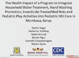 L'impact sur la santé d'un programme visant à intégrer le traitement de l'eau des ménages, la promotion de lavage des mains, des moustiquaires imprégnées d'insecticide, et des activités ludiques pédiatriques en soins pédiatriques du VIH - Mombasa, Kenya