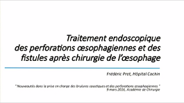 Traitement des perforations œsophagiennes et des fistules après chirurgie de l'œsophage par endoscopie interventionnelle Traitement des perforations œsophagiennes et des fistules après chirurgie de l'œsophage par endoscopie interventionnelle