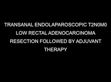 Transanal Endolaparoscopic T2N0M0 Low Rectal Adenocarcinoma Resection followed by Adjuvant Therapy Transanal Endolaparoscopic T2N0M0 Low Rectal Adenocarcinoma Resection followed by Adjuvant Therapy