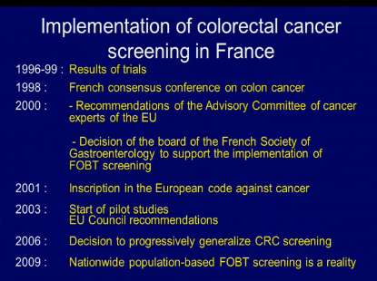 UEG Week 2013 - CRC screening in France UEG Week 2013 - CRC screening in France