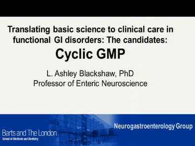 UEG Week 2013 - Translating basic science to clinical care in functional GI disorders: Cyclic GMP UEG Week 2013 - Translating basic science to clinical care in functional GI disorders: Cyclic GMP