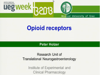 UEG Week 2013 - Translating basic science to clinical care in functional GI disorders: Opioid receptors UEG Week 2013 - Translating basic science to clinical care in functional GI disorders: Opioid receptors